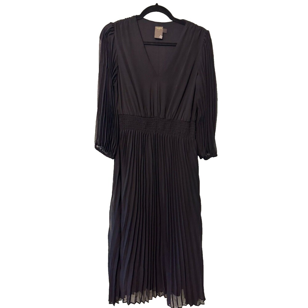 TAYLOR Black long Dress‎ Chiffon pleated V- neck Formal size 10
